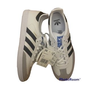 Adidas Samba White and Dark Blue